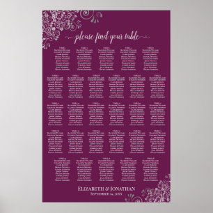 Póster Gráfico de Asientos Elegante Magenta Ciruela y Pla