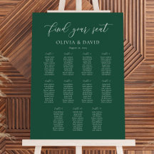 Gráfico de Asientos Elegante Verde Esmeralda para 