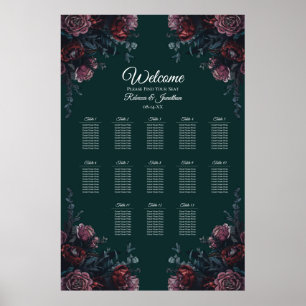 Póster Gráfico de asientos Elegantes de Boda Verde del Bo