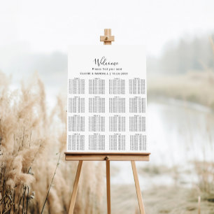Póster Gráfico de asientos en Boda negro y gris caligrafí