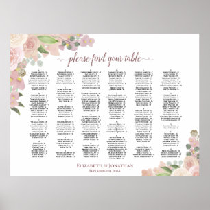 Póster Gráfico de Asientos Floral Boho Rosa Polvoriento A