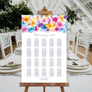 Póster Gráfico de Asientos Floral Colorido para Boda de 2