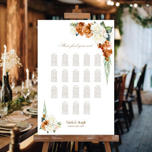 Póster Gráfico de Asientos Floral Naranja Quemado Blanco