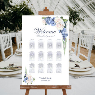 Póster Gráfico de Asientos Floral Rosa Azul y Blanco de 1