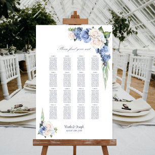 Póster Gráfico de Asientos Floral Rosa Azul y Blanco de 1