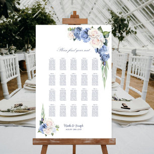 Póster Gráfico de Asientos Floral Rosa Azul y Blanco de 2