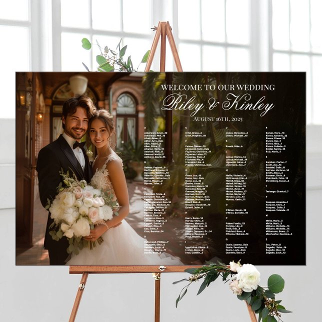 Póster gráfico de asientos fotográficos boda alfabético (Subido por el creador)