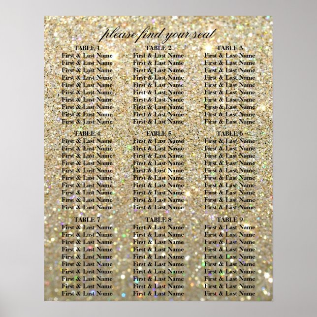 Póster Gráfico de Asientos - Gold Glit Fab (Frente)