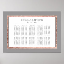 Póster Gráfico de asientos gris pizarra del marco dorado 