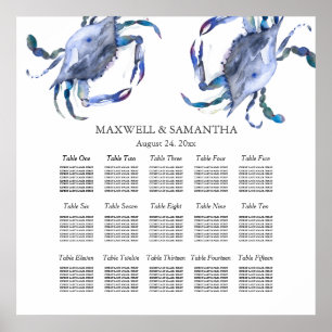Póster Gráfico de asientos imprimibles de bodas de playa