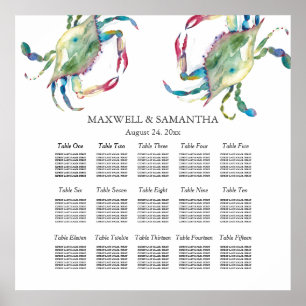Póster Gráfico de asientos imprimibles de bodas de playa