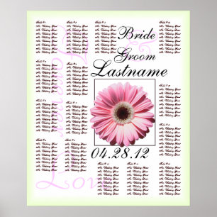 Póster Gráfico de asientos invitados del Boda Gerbera Ros