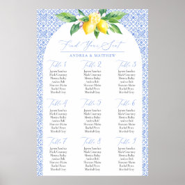 Póster Gráfico de Asientos Italian Blue Positano Lemon