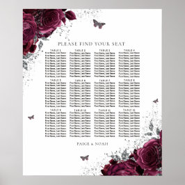 Póster Gráfico de asientos mágicos de Rosas de Borgoña Bo