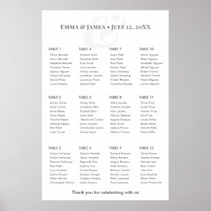 Póster Gráfico de Asientos Minimalista Ampersand Boda 1
