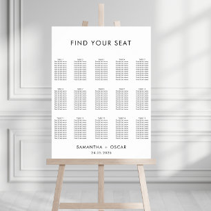 Póster Gráfico de asientos minimalistas de Boda blanco y 