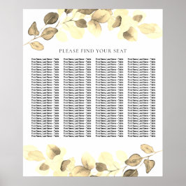 Póster Gráfico de asientos modernos de Boda de hojas de o