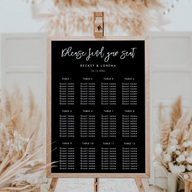 Póster Gráfico de asientos modernos de boda negro contemp (Subido por el creador)