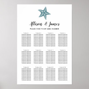 Póster Gráfico de asientos modernos de Boda Starfish, gri