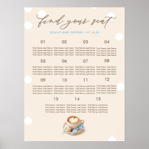 Póster Gráfico de Asientos para Baby Shower de Niño Inspi