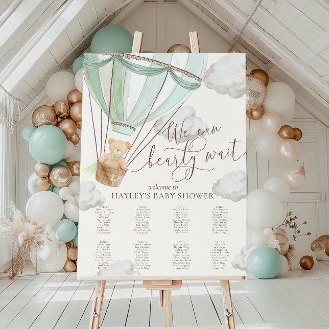 Póster Gráfico de Asientos para Baby Shower Verde 'We Can (Subido por el creador)