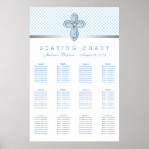 Póster Gráfico de Asientos para Bautizo Baby Blue