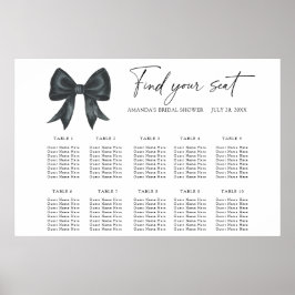 Póster Gráfico de asientos para boda con lazo negro