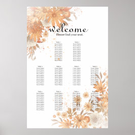 Póster Gráfico de Asientos para Boda de Primavera Verano