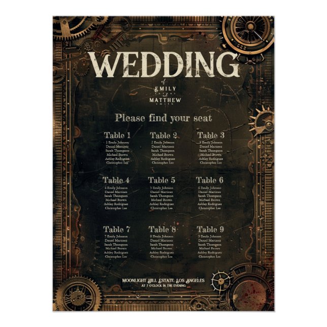 Póster Gráfico de asientos para Bodas de asuntos de Steam (Anverso)