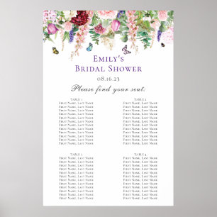 Póster Gráfico de Asientos para Desayuno Nupcial Floral y