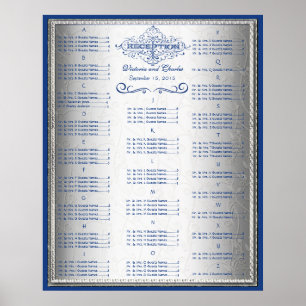 Póster Gráfico de Asientos para Invitados de Boda Azul y