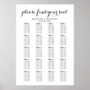 Póster Gráfico de Asientos para Invitados de Boda Grande
