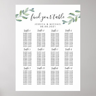 Póster Gráfico de Asientos para Invitados de Boda Grande