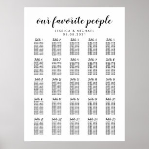 Póster Gráfico de Asientos para Invitados de Boda Grande