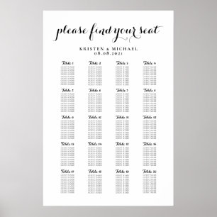 Póster Gráfico de Asientos para Invitados de Boda Grande