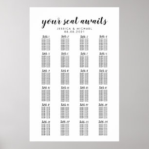 Póster Gráfico de Asientos para Invitados de Boda Grande