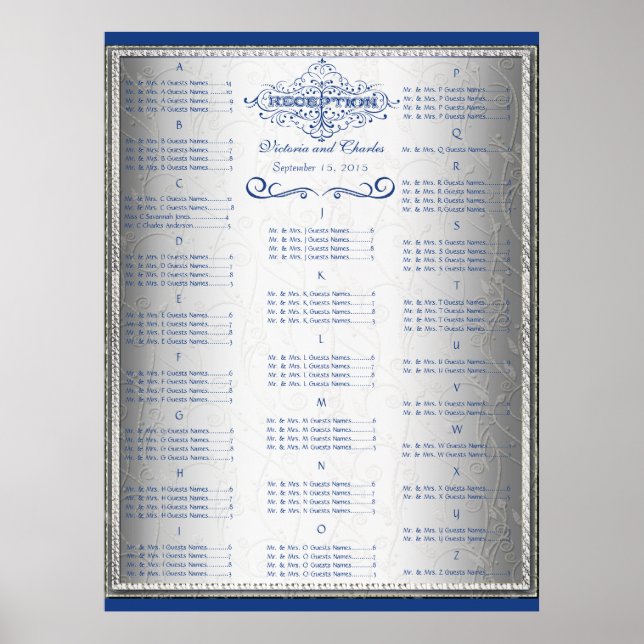 Póster Gráfico de Asientos para Invitados de Boda Retro A (Frente)