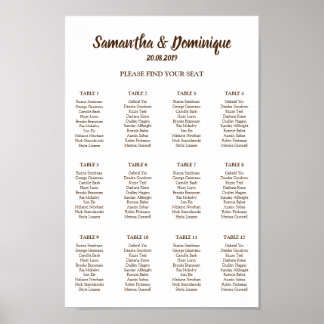 Póster Gráfico de Asientos para Invitados de Evento de Bo