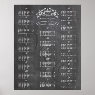 Póster Gráfico de asientos para invitados de pizarra de b