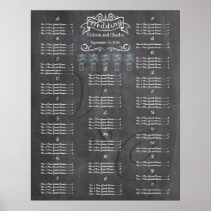 Póster Gráfico de asientos para invitados de pizarra de b