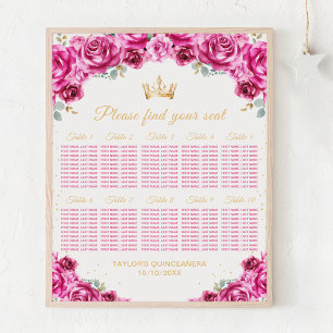 Póster Gráfico de Asientos para Mesa de Quinceañera Princ