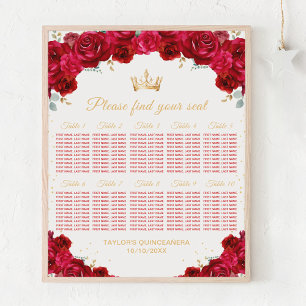 Póster Gráfico de Asientos para Mesa de Quinceañera Princ