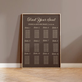 Póster Gráfico de Asientos para Recepción de Boda Marrón