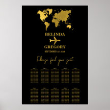 Gráfico de Asientos Pasaporte de Boda Negro Oro