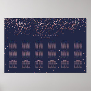 Póster Gráfico de Asientos PixDezines Navy+Rosa Dorado