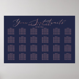Póster Gráfico de Asientos PixDezines Navy+Rosa Dorado Sc