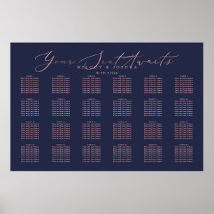 Póster Gráfico de Asientos PixDezines Navy+Rosa Dorado Sc