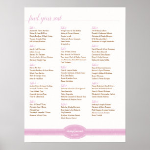Póster Gráfico de asientos rosados, colección de Bodas de