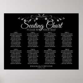 Póster Gráfico de asientos simple de 8 mesas gris sobre B