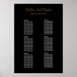 Póster Gráfico de asientos simple de Boda negro